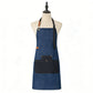 Denim Kitchen Apron with Adjustable Neck Strap Multi Pocket Work Apron for Cooking Baking Barista
