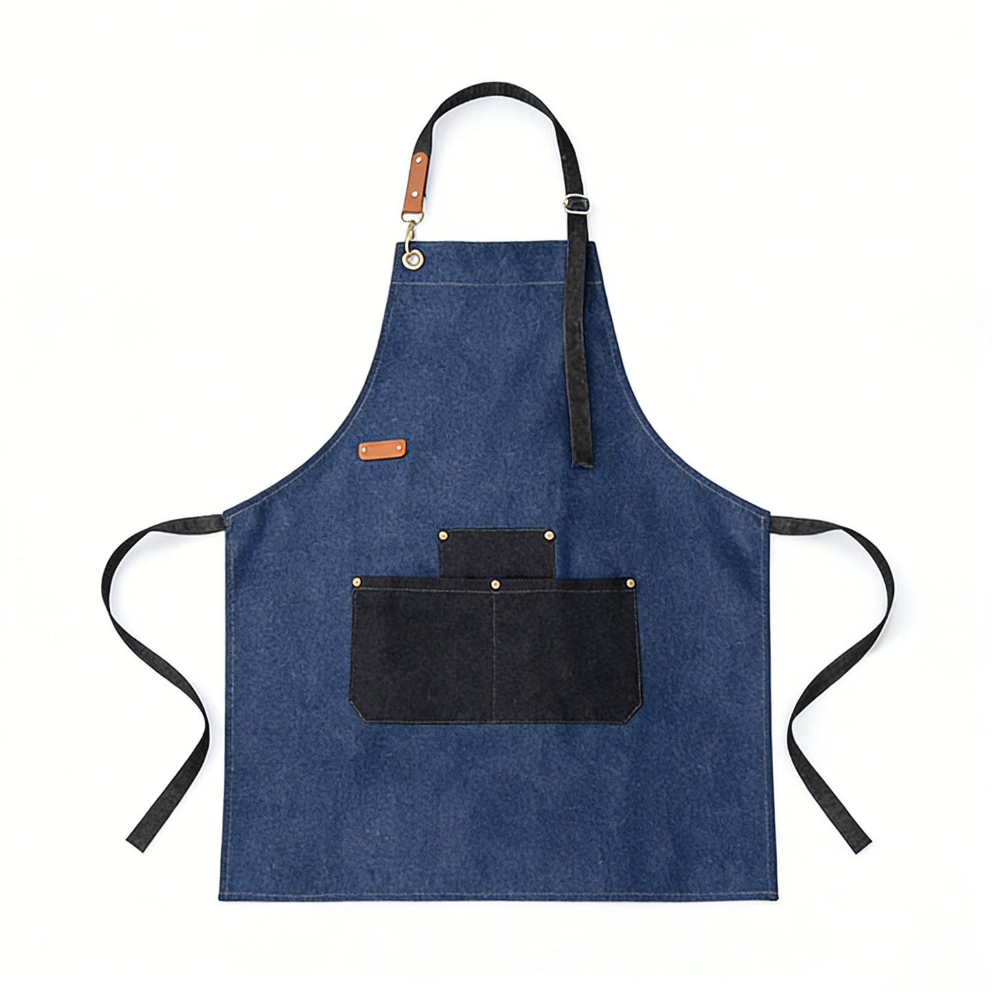 Denim Kitchen Apron with Adjustable Neck Strap Multi Pocket Work Apron for Cooking Baking Barista