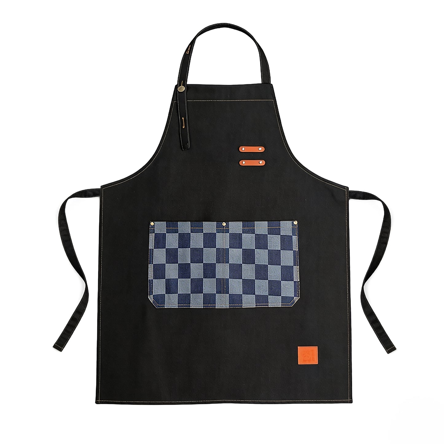 Denim Kitchen Apron with Adjustable Neck Strap Multi Pocket Work Apron for Cooking Baking Barista