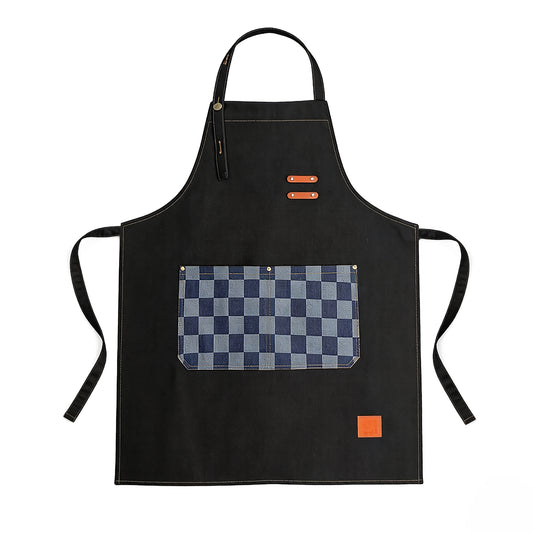 Denim Kitchen Apron with Adjustable Neck Strap Multi Pocket Work Apron for Cooking Baking Barista