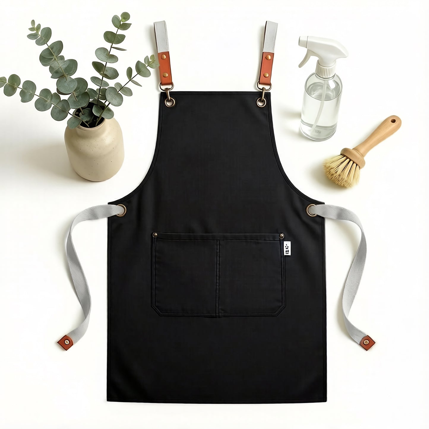 Canvas Utility Apron with Straps Cross Back Design for Kitchen Cafe and Artisan Work