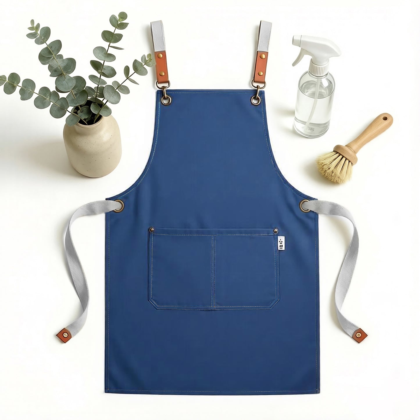 Canvas Utility Apron with Straps Cross Back Design for Kitchen Cafe and Artisan Work