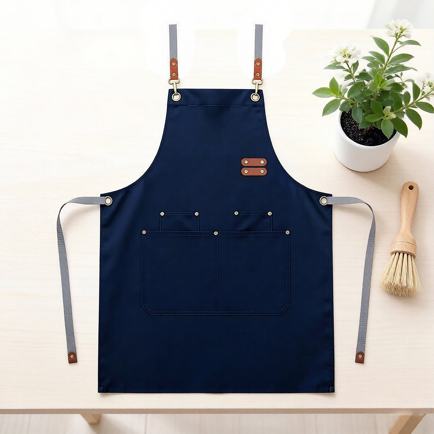 Canvas Work Apron with Multi Pocket Kitchen Apron for Cooking Baking Cleaning Gardening