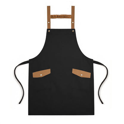 Canvas Kitchen Apron with Adjustable Shoulder Straps Multi Pocket Work Apron for Cooking Cleaning