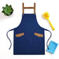 Canvas Kitchen Apron with Adjustable Shoulder Straps Multi Pocket Work Apron for Cooking Cleaning
