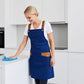 Canvas Kitchen Apron with Adjustable Shoulder Straps Multi Pocket Work Apron for Cooking Cleaning