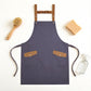 Canvas Kitchen Apron with Adjustable Shoulder Straps Multi Pocket Work Apron for Cooking Cleaning