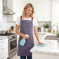 Canvas Kitchen Apron with Adjustable Shoulder Straps Multi Pocket Work Apron for Cooking Cleaning