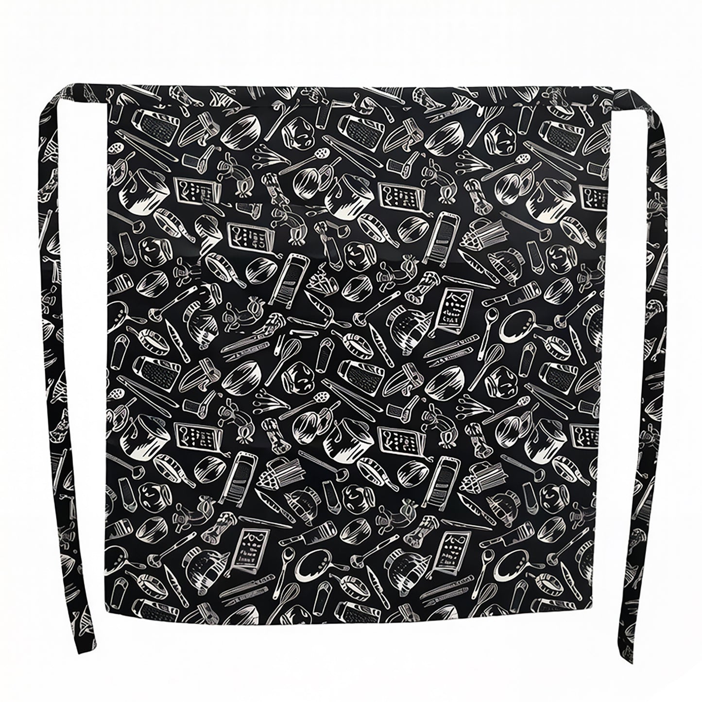 Kitchen Waist Apron with Chef Print Design Half Apron for Cooking Baking Serving Cleaning