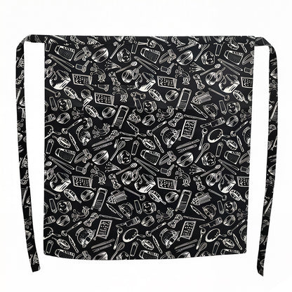 Kitchen Waist Apron with Chef Print Design Half Apron for Cooking Baking Serving Cleaning