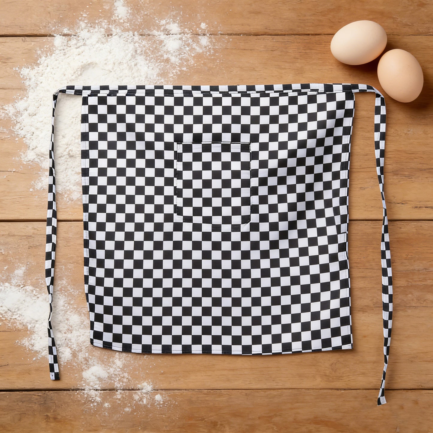 Checkered Waist Apron with Front Pocket Half Apron for Cooking Baking Serving Cleaning