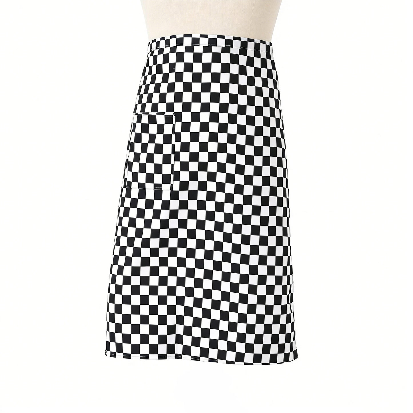 Checkered Waist Apron with Front Pocket Half Apron for Cooking Baking Serving Cleaning