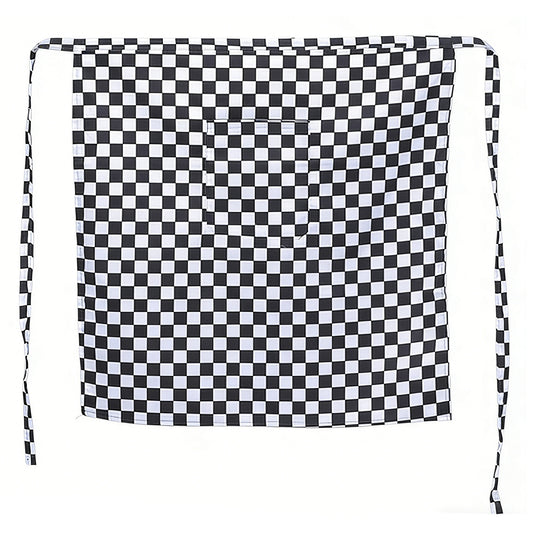Checkered Waist Apron with Front Pocket Half Apron for Cooking Baking Serving Cleaning