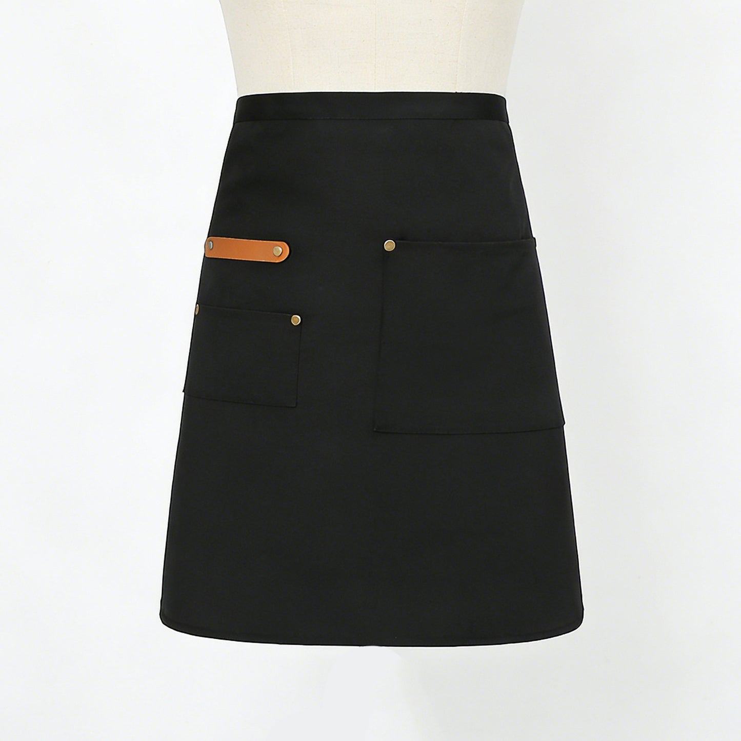Waist Apron with Multiple Pockets Adjustable Tie Straps Half Apron for Cooking Serving Barista