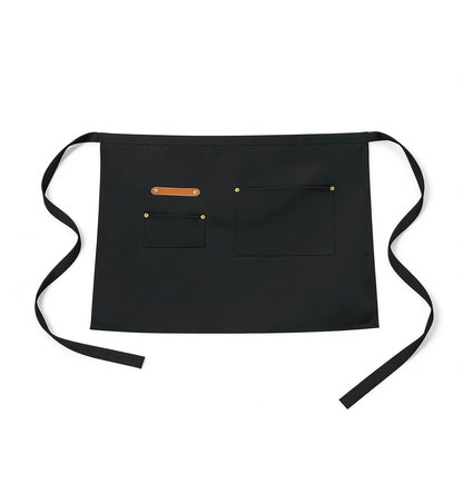 Waist Apron with Multiple Pockets Adjustable Tie Straps Half Apron for Cooking Serving Barista