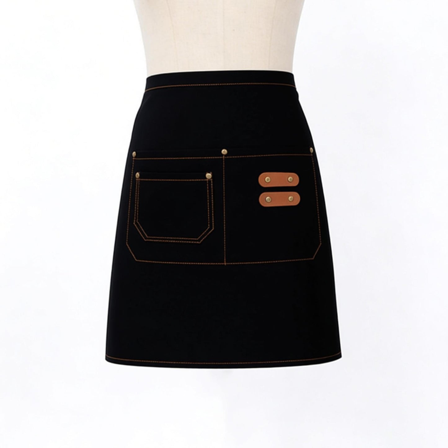 Waist Apron with Multi Pocket Storage Adjustable Tie Straps Half Apron for Kitchen Cooking Work