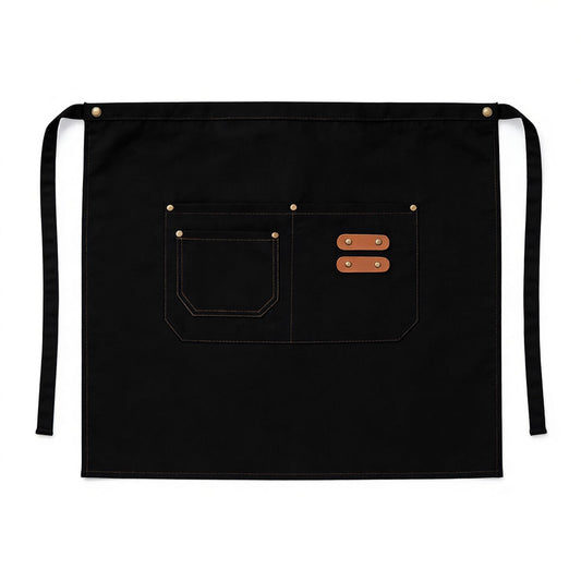 Waist Apron with Multi Pocket Storage Adjustable Tie Straps Half Apron for Kitchen Cooking Work