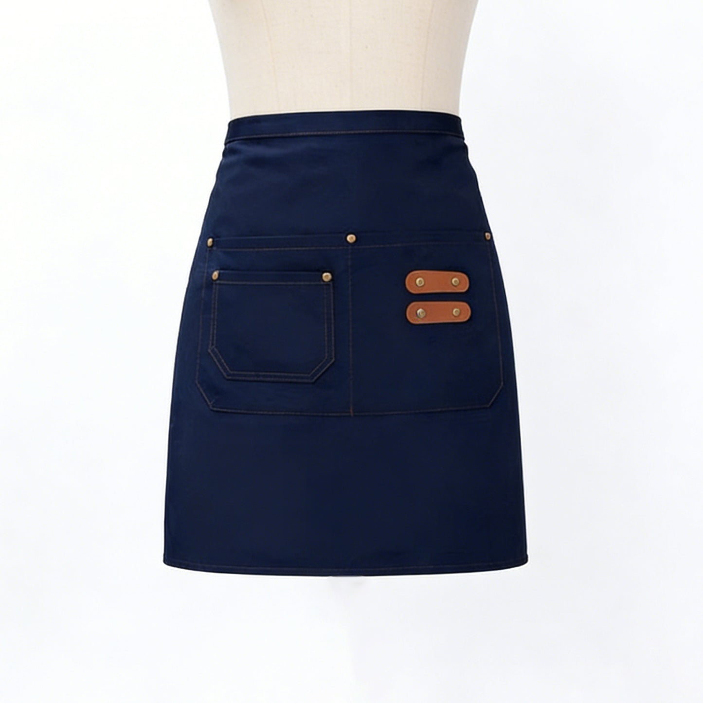Waist Apron with Multi Pocket Storage Adjustable Tie Straps Half Apron for Kitchen Cooking Work