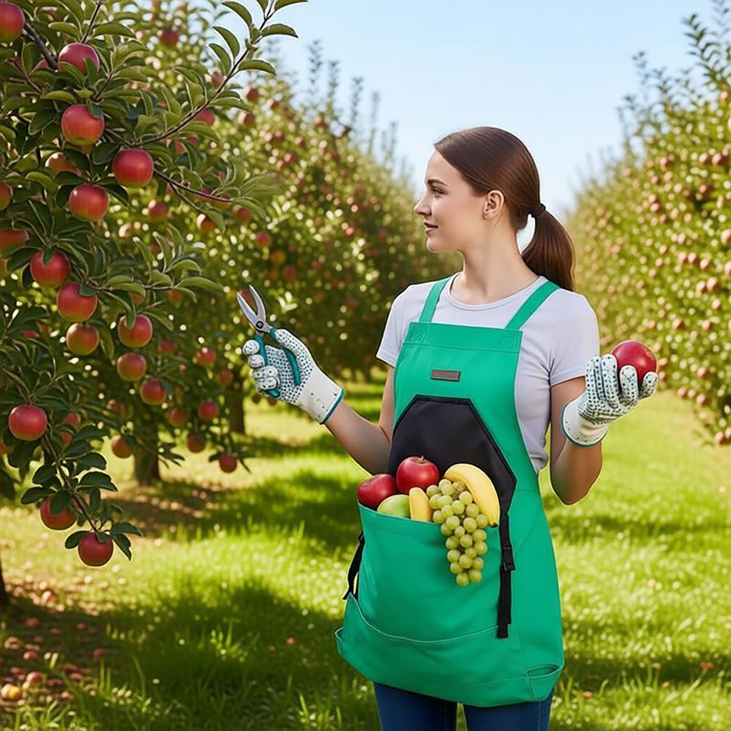 Full Coverage Gardening Apron with Large Harvest Pocket Oxford Fabric Apron for Yard Fruit Picking
