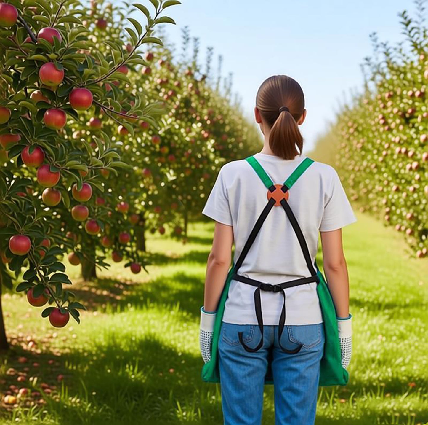 Full Coverage Gardening Apron with Large Harvest Pocket Oxford Fabric Apron for Yard Fruit Picking