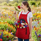 Full Coverage Gardening Apron with Large Harvest Pocket Oxford Fabric Apron for Yard Fruit Picking
