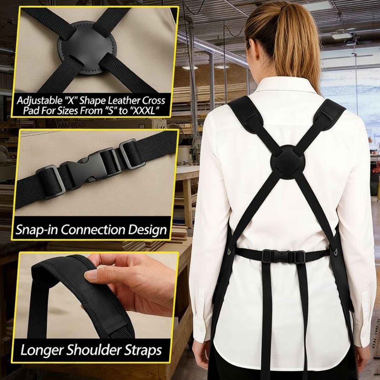 Full Coverage Work Apron with Multi Pocket Storage Canvas Utility Apron for Workshop Gardening