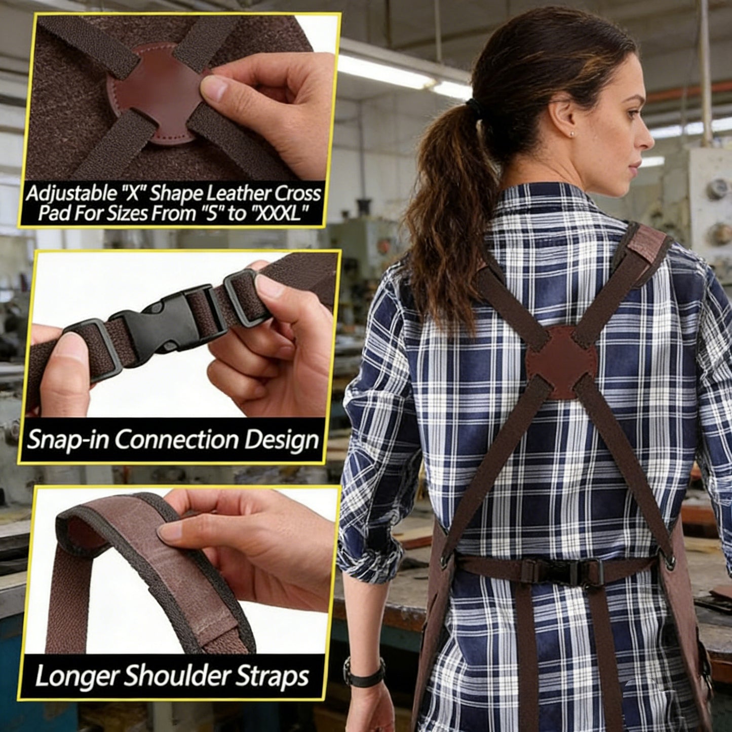 Full Coverage Work Apron with Multi Pocket Storage Canvas Utility Apron for Workshop Gardening