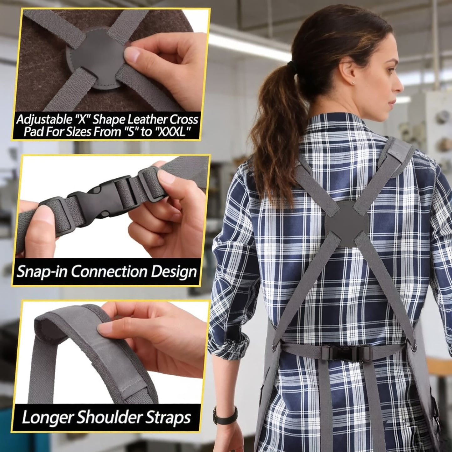 Full Coverage Work Apron with Multi Pocket Storage Canvas Utility Apron for Workshop Gardening