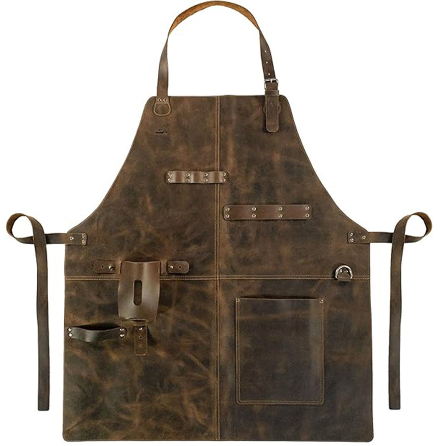 Full Coverage Work Apron with Multi Pocket Storage PU Utility Apron for Cooking Grilling Workshop