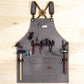 Canvas Work Apron with Multi Pocket Storage Adjustable Cross Back Straps Utility Apron