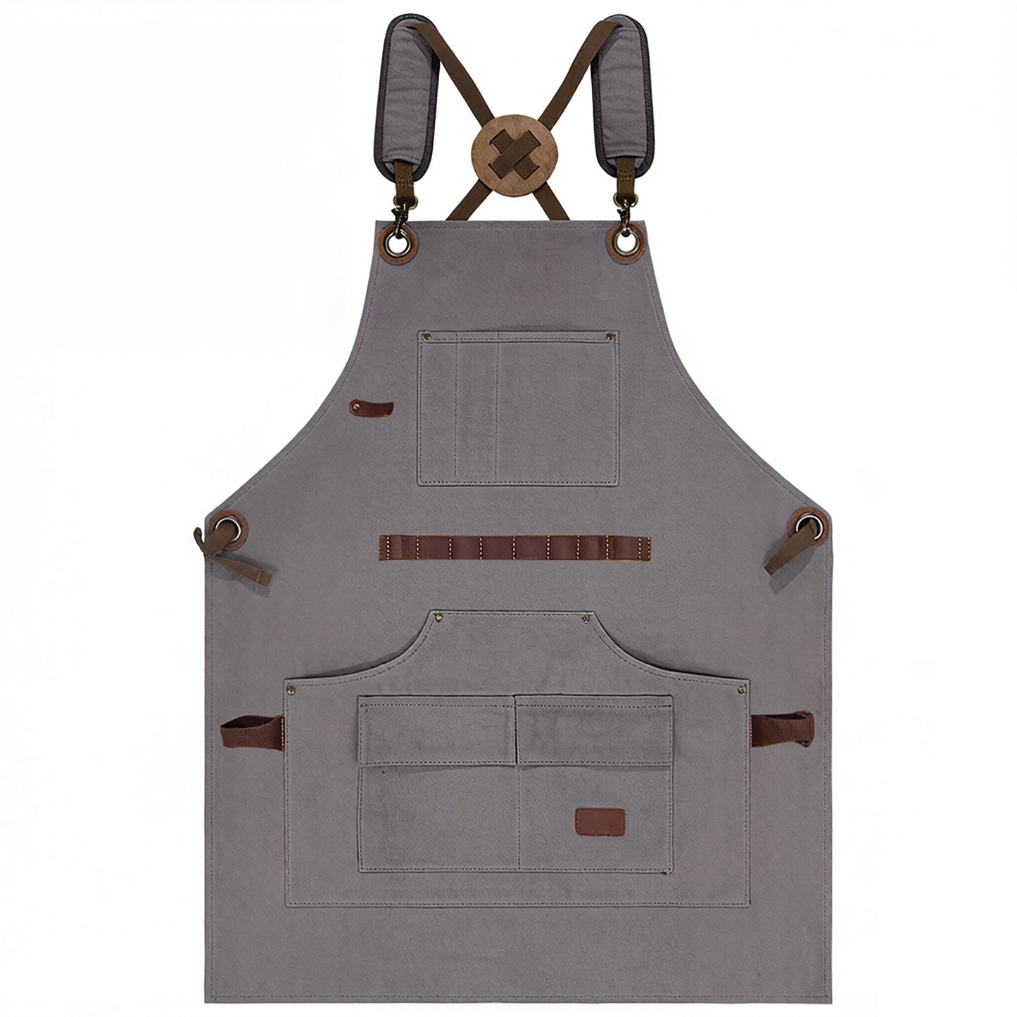 Canvas Work Apron with Multi Pocket Storage Adjustable Cross Back Straps Utility Apron