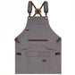 Canvas Work Apron with Multi Pocket Storage Adjustable Cross Back Straps Utility Apron