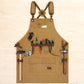 Canvas Work Apron with Multi Pocket Storage Adjustable Cross Back Straps Utility Apron
