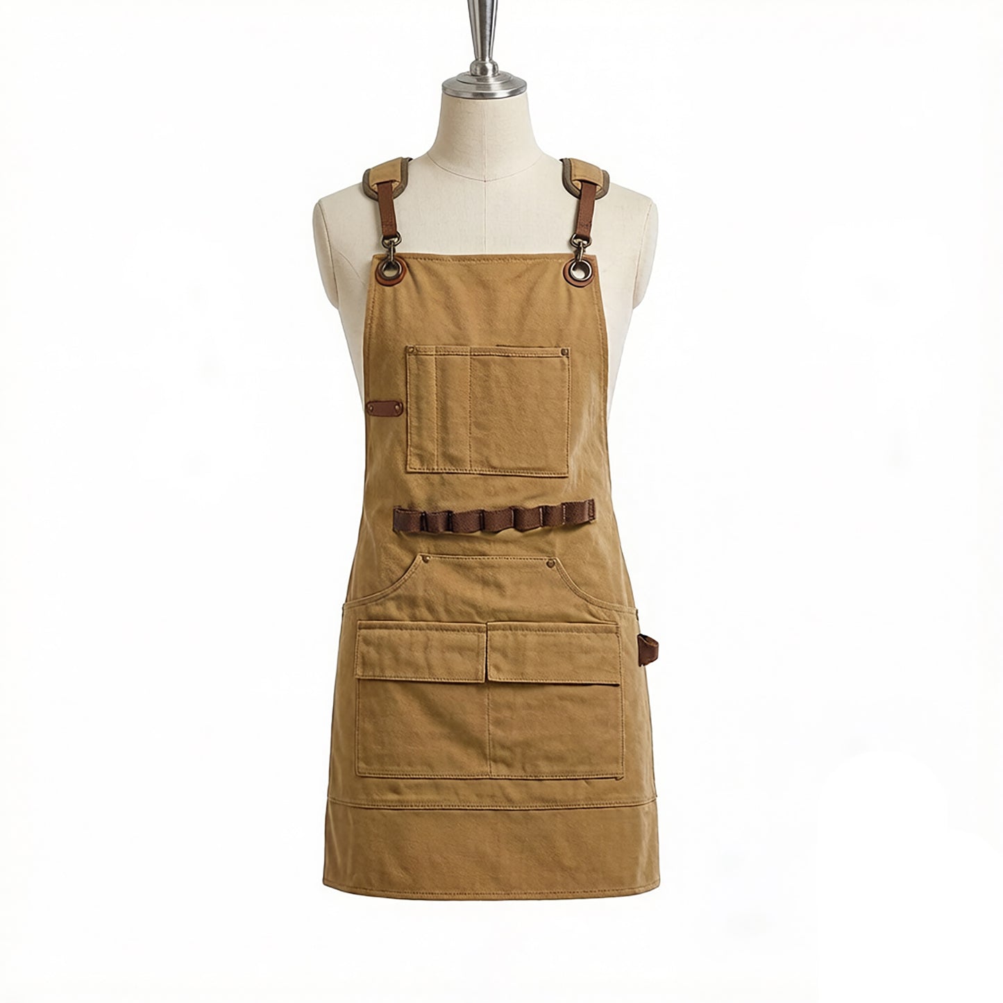 Canvas Work Apron with Multi Pocket Storage Adjustable Cross Back Straps Utility Apron