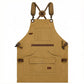 Canvas Work Apron with Multi Pocket Storage Adjustable Cross Back Straps Utility Apron