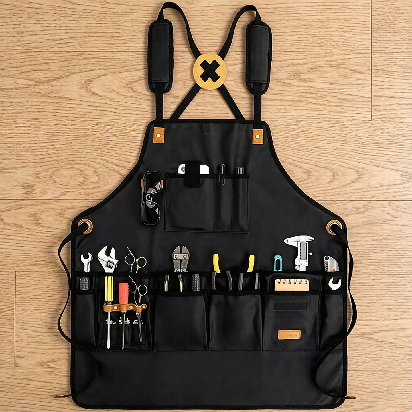 Canvas Work Apron with Multiple Tool Pockets Utility Apron for Workshop Kitchen Gardening