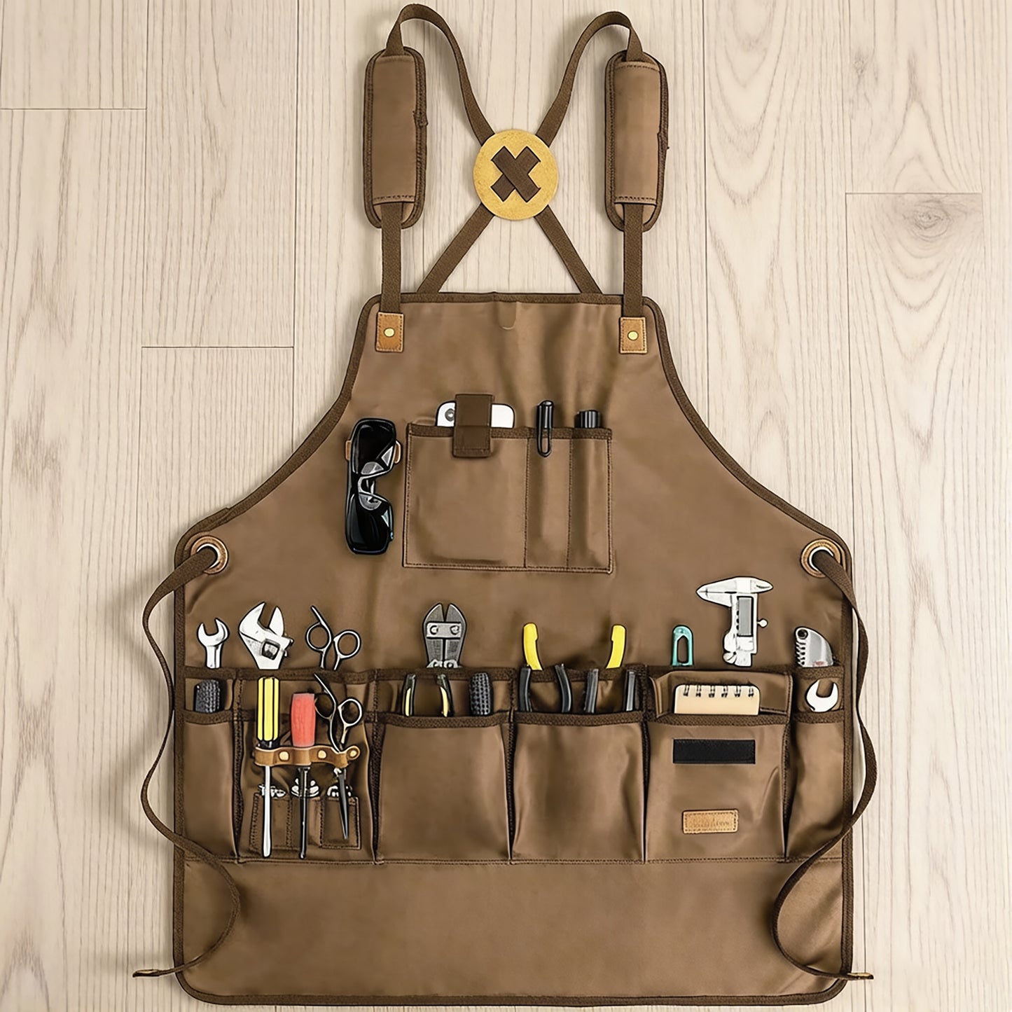 Canvas Work Apron with Multiple Tool Pockets Utility Apron for Workshop Kitchen Gardening