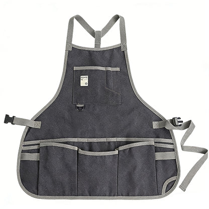 Canvas Utility Apron with Multiple Pockets Work Apron for Cleaning Cooking Gardening Household Tasks