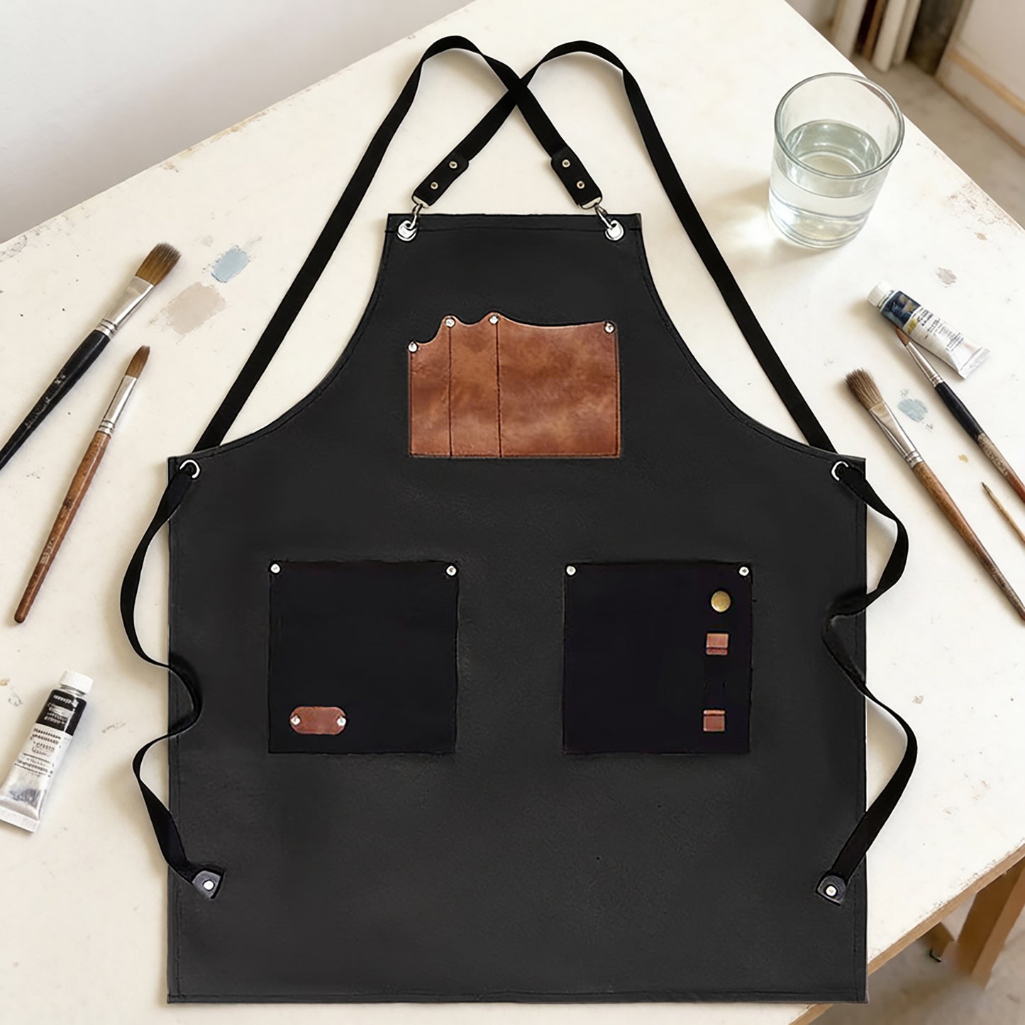 Utility Work Apron with Multi Pocket Design Full Coverage Apron for Kitchen Studio Workshop and Home