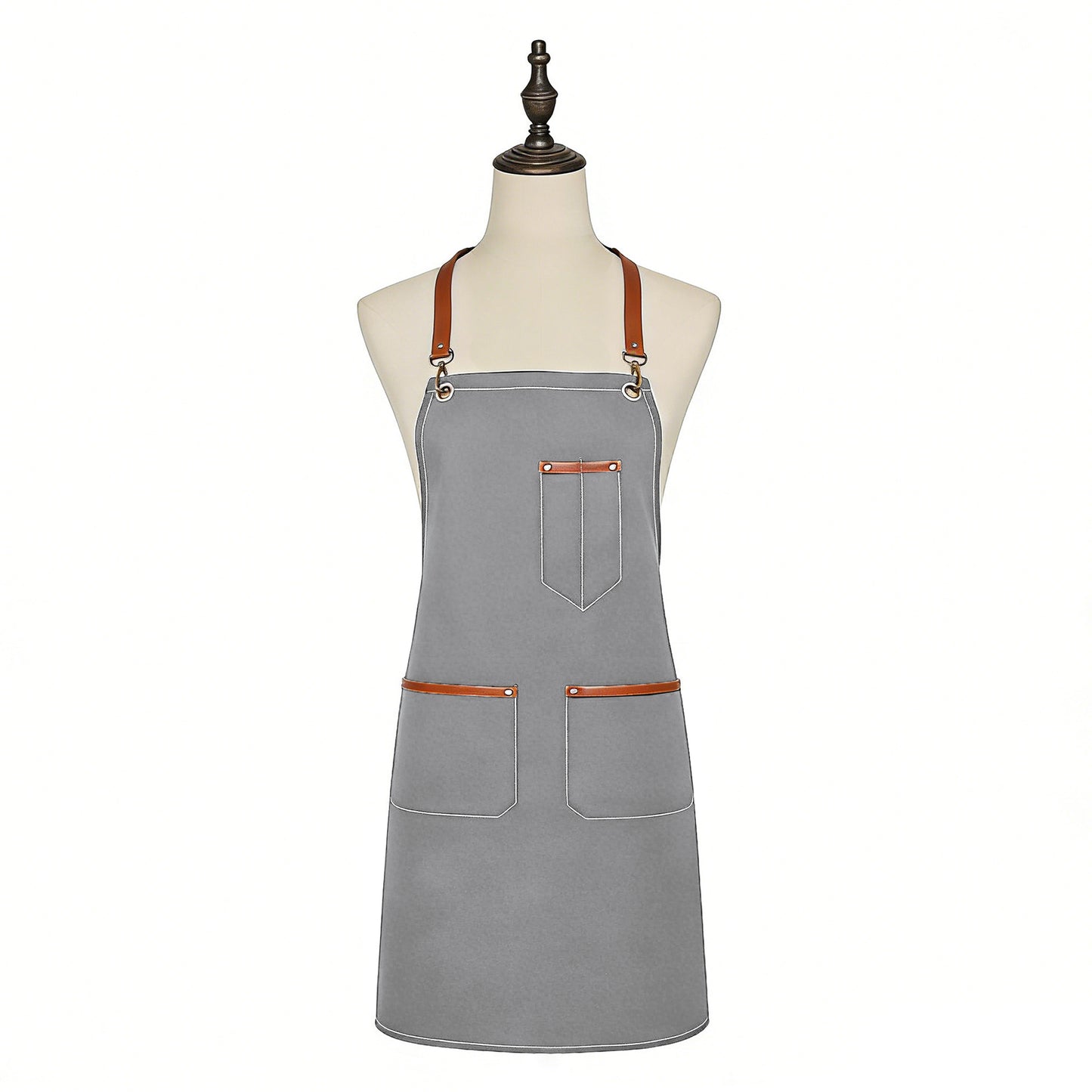 Denim Work Apron with Multi Pocket Utility Apron Full Coverage for Kitchen Studio Workshop and Home