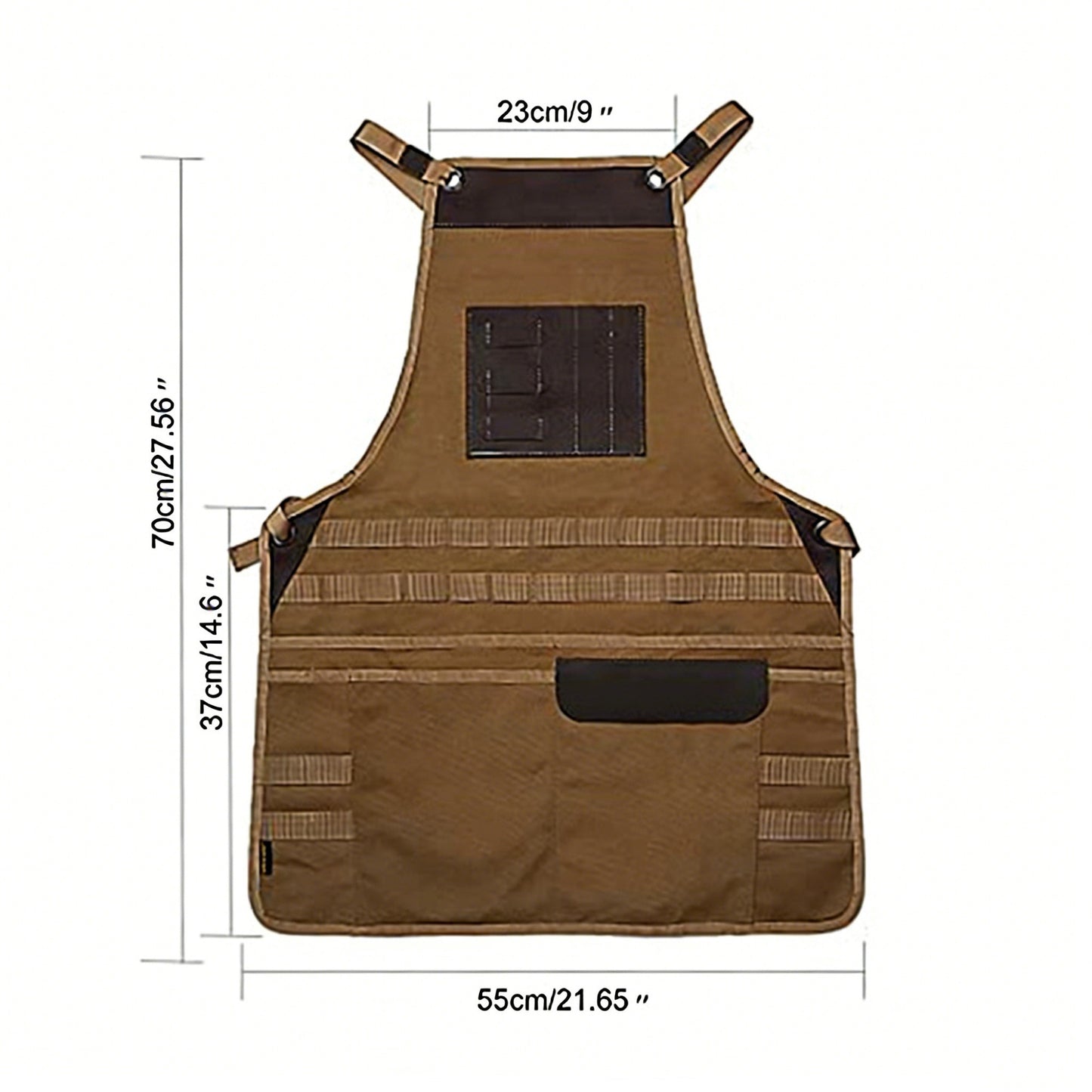 Men's Heavy Duty Canvas Tool Apron with Adjustable Shoulder Straps Multi Pocket Work Apron