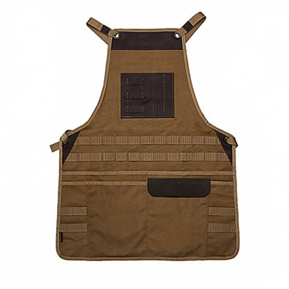 Men's Heavy Duty Canvas Tool Apron with Adjustable Shoulder Straps Multi Pocket Work Apron
