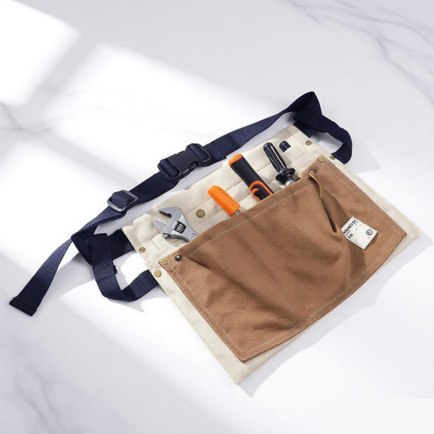 Multi Pocket Tool Waist Apron with Adjustable Strap Durable Canvas Utility Work Apron for Gardening