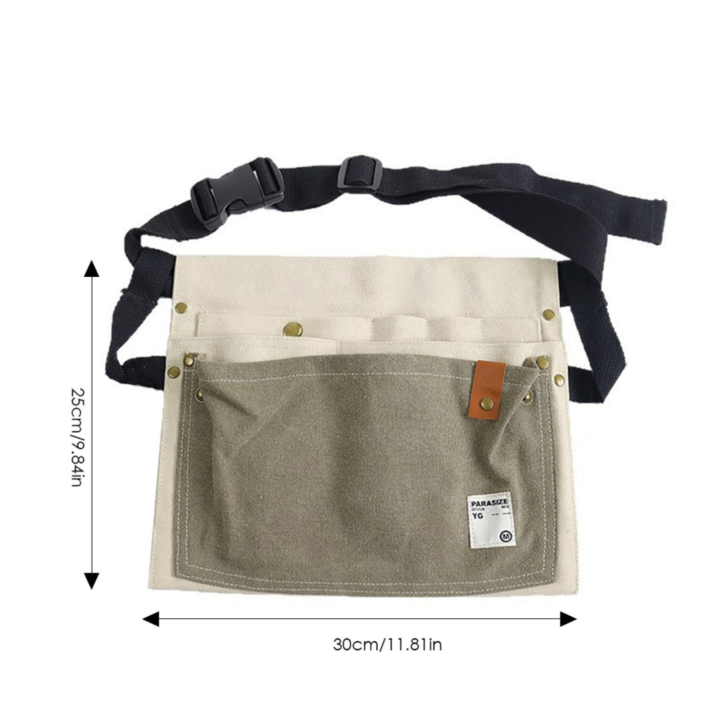 Multi Pocket Tool Waist Apron with Adjustable Strap Durable Canvas Utility Work Apron for Gardening