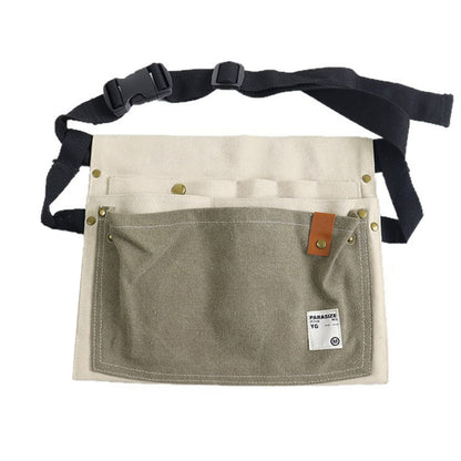 Multi Pocket Tool Waist Apron with Adjustable Strap Durable Canvas Utility Work Apron for Gardening