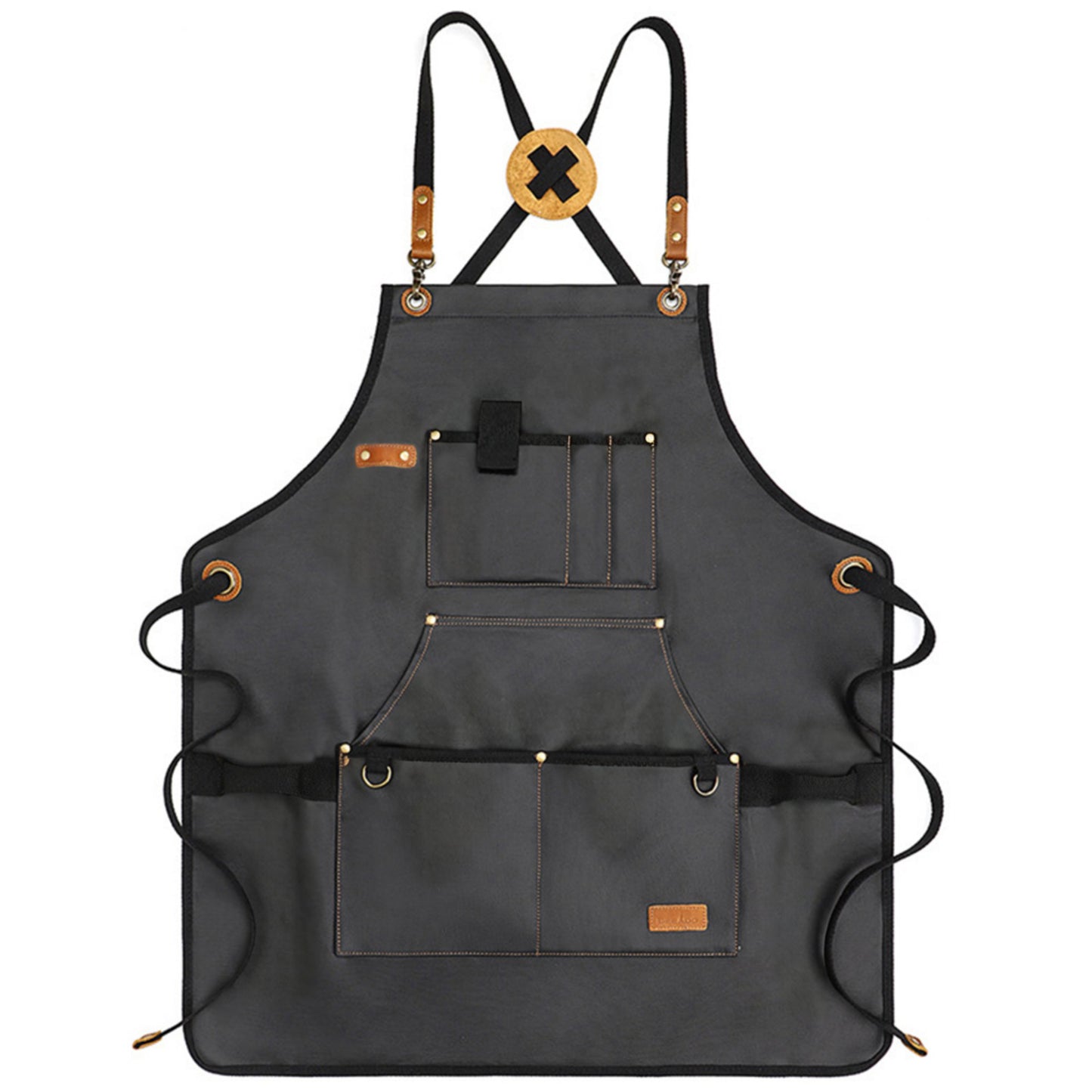 Heavy Duty Cotton Tool Apron with Adjustable Shoulder Straps Multi Pocket Work Apron for Woodworking