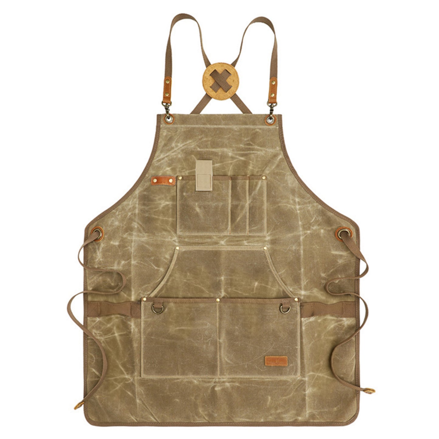 Heavy Duty Cotton Tool Apron with Adjustable Shoulder Straps Multi Pocket Work Apron for Woodworking