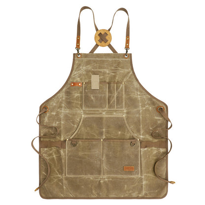 Heavy Duty Cotton Tool Apron with Adjustable Shoulder Straps Multi Pocket Work Apron for Woodworking