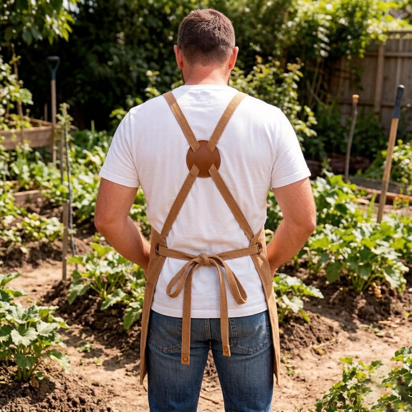 Heavy Duty Cotton Tool Apron with Adjustable Shoulder Straps Multi Pocket Work Apron for Woodworking