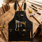 Heavy Duty Cotton Tool Apron with Adjustable Cross Back Straps Multi Pocket Work Apron for Woodwork
